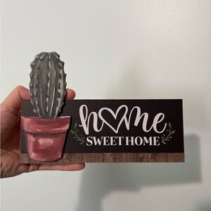 Home Sweet Home Sign with Cactus Design